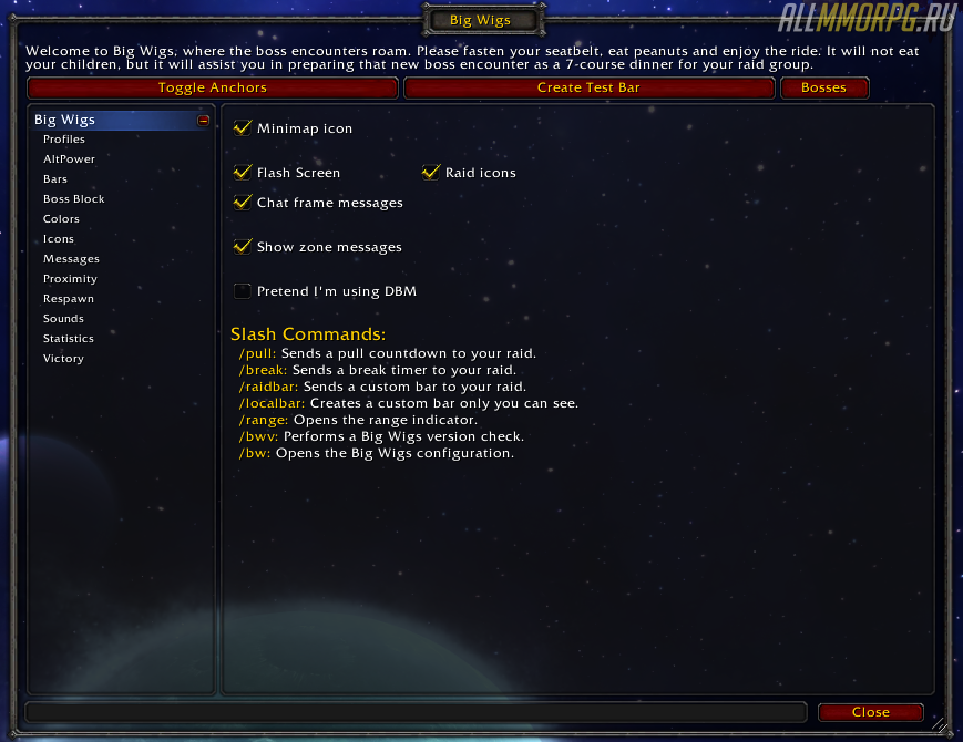 Bigwigs wow. Bigwigs Bossmods. 7sd команды для ПВЕ. Slash Commands.